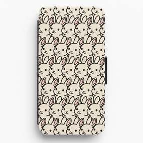 Bunny Rabbit Pattern Flip / Wallet Phone Case Smooth Surface Lightweight Shell