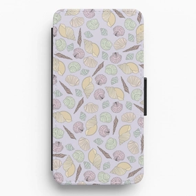 Grip Safe Clear Back Seashells Pattern 7 Flip / Wallet Phone Case