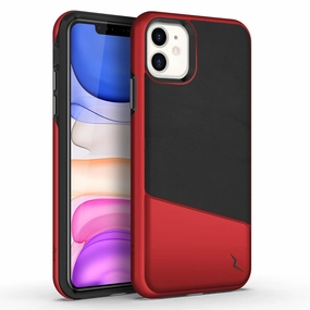 Flexible Edge Luxury Detail Texture ZIZO DIVISION Series iPhone 11 Case - Black / Metallic Red