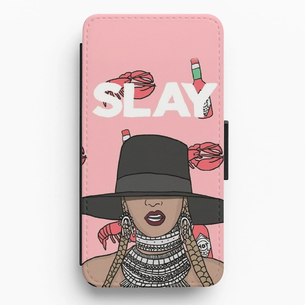 Slay - Queen B Cartoon Flip Wallet Phone Case Minimalist Aesthetic