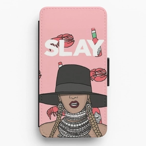 Slay - Queen B Cartoon Flip Wallet Phone Case Minimalist Aesthetic