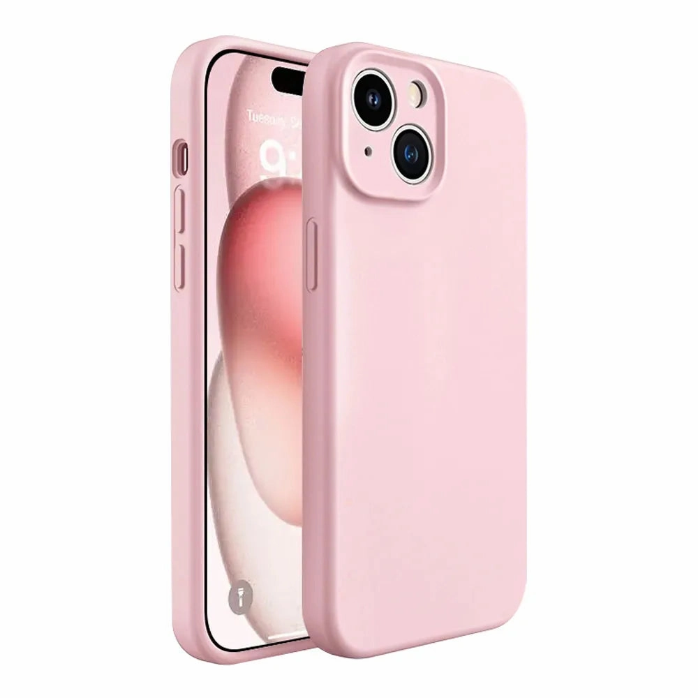iPhone 14 Plus Silicone Case Stylish Look metal frame