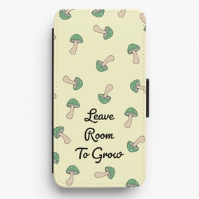 Student Friendly Leave Room To Go Mushroom Pattern Flip / Wallet Phone Case