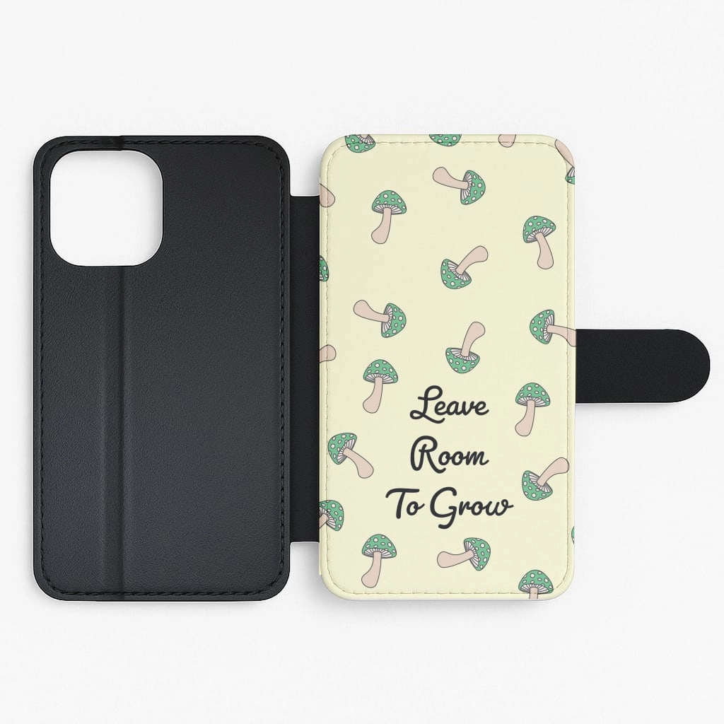 Leave Room To Go Mushroom Pattern Flip / Wallet Phone Case Comfort Edge Texture