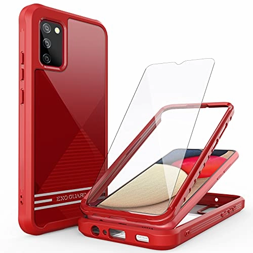 ExoGuard Samsung Galaxy A02S Case Comes with Screen Protector, Clear Hard Back Shockproof Full Body Coverage Phone Case for Samsung A02S Artistic Print Polished Style
