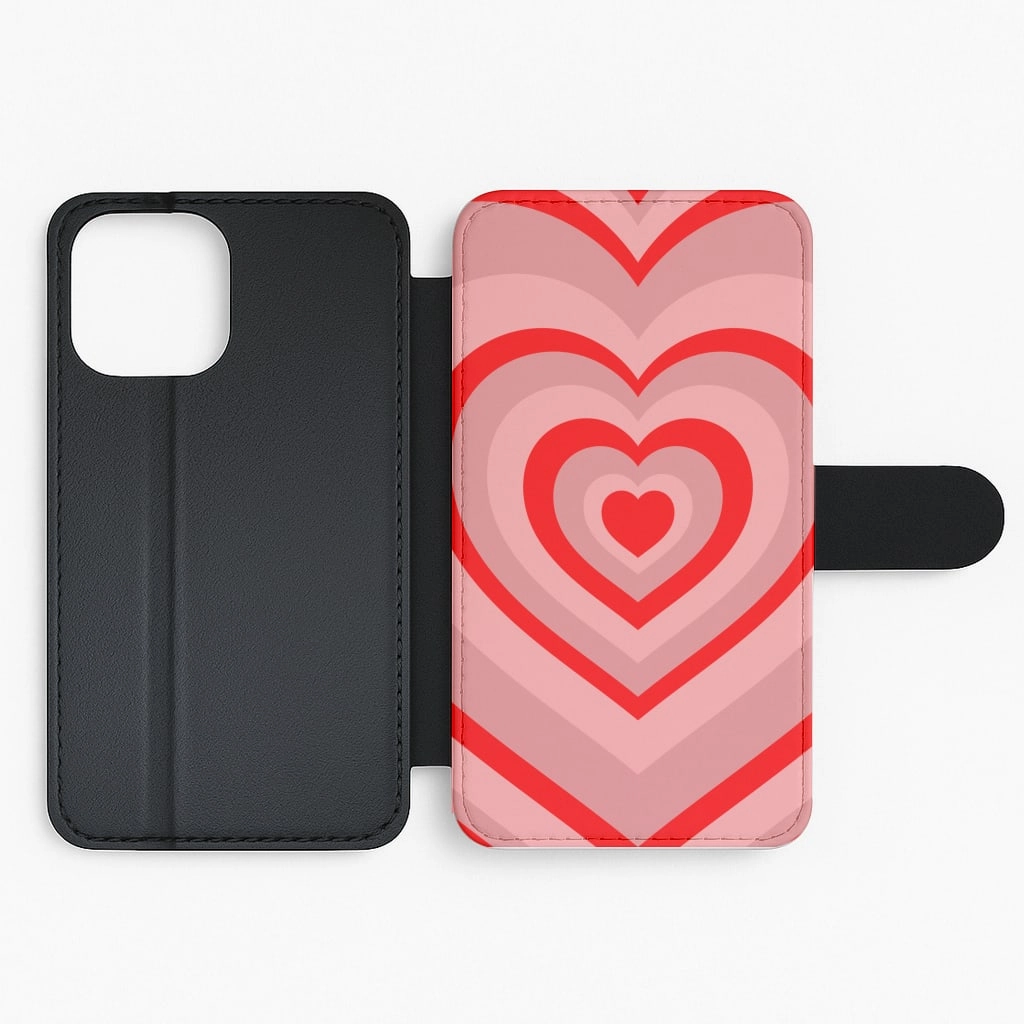 Sleek Surface Red - Colourful Hearts Flip / Wallet Phone Case