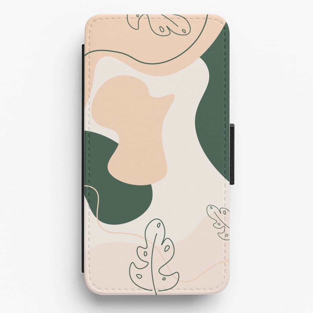 Abstract Leafs - Floral Flip / Wallet Phone Case Matte Feel Durable Texture Finish