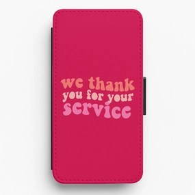 Smooth Layer Texture Edge Protection We Thank You For Your Service - Heart TV Flip / Wallet Phone Case