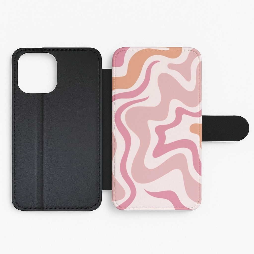 Pink Waves Flip / Wallet Phone Case simple design