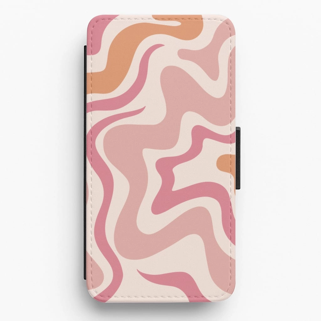 Sleek Edge Modern Function Pink Waves Flip / Wallet Phone Case