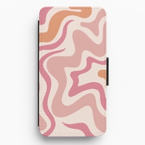 Sleek Edge Modern Function Pink Waves Flip / Wallet Phone Case