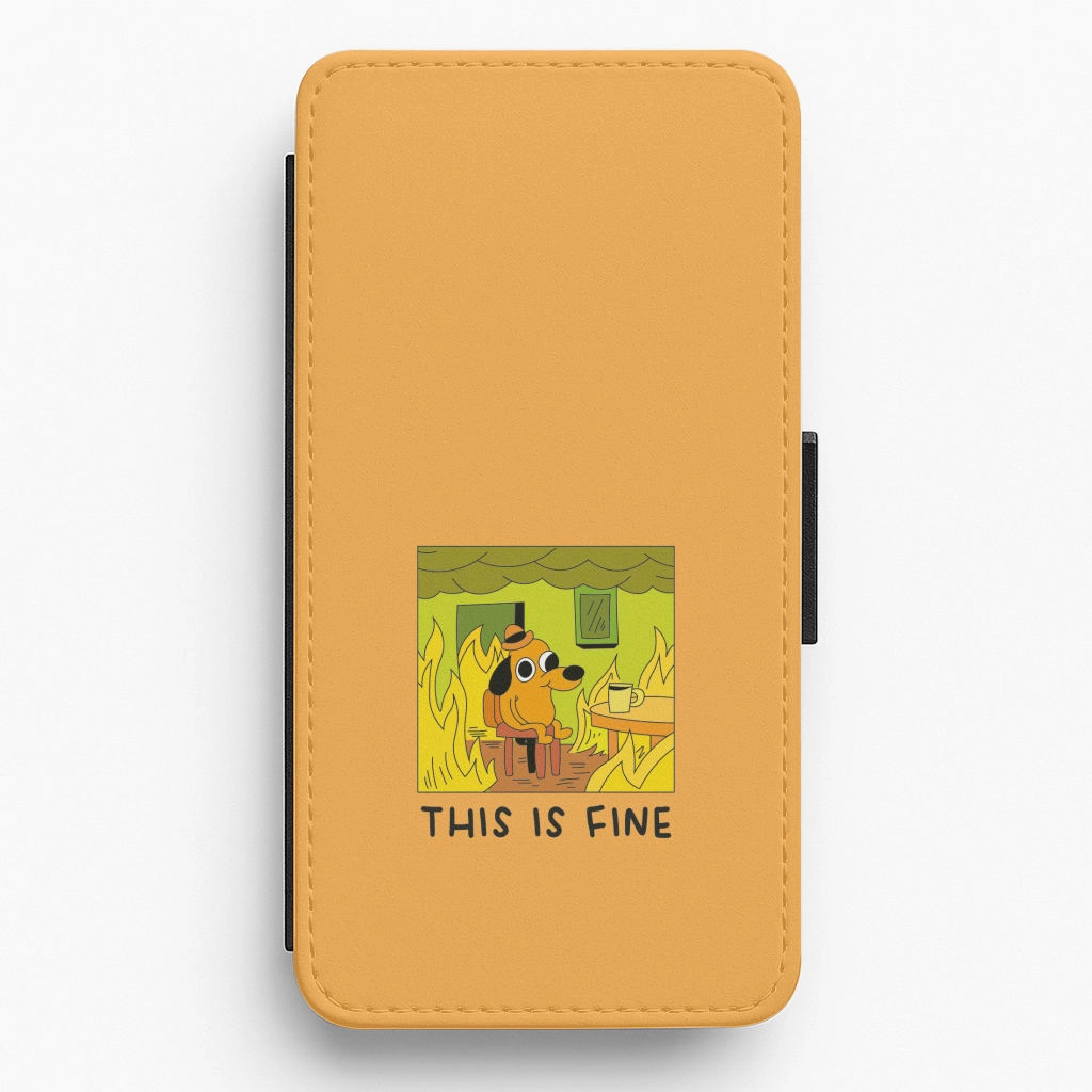 Sleek Texture This Is Fine - Memes Flip / Wallet Phone Case