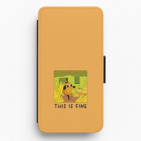 Sleek Texture This Is Fine - Memes Flip / Wallet Phone Case