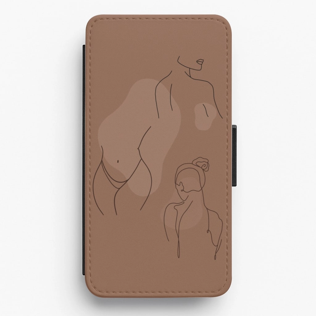 Protective Build Texture Button Cover Silouhette nude Flip / Wallet Phone Case