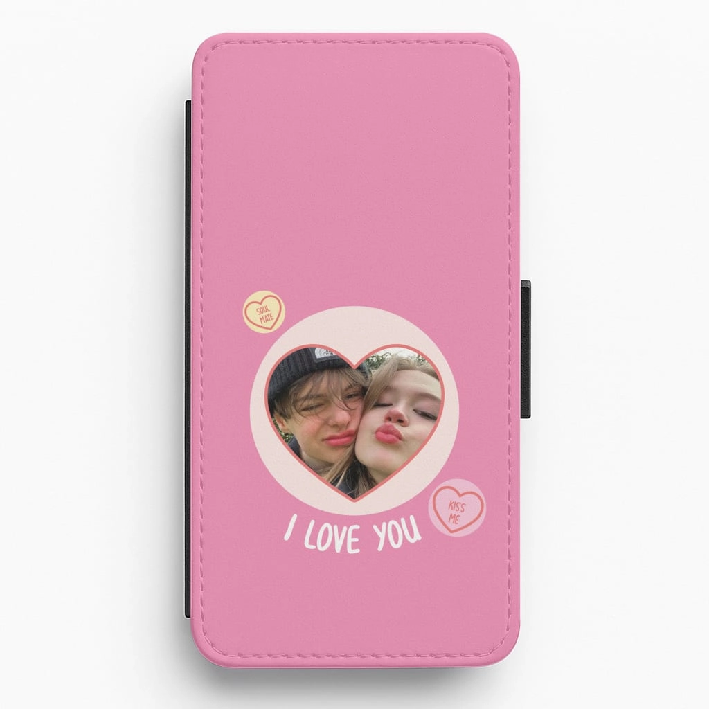 I Love You - Personalised Couples Flip / Wallet Phone Case Modern Touch