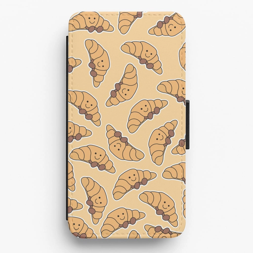 Cushioned Edge Gloss Layer Finish Croissant - Plushy Flip / Wallet Phone Case