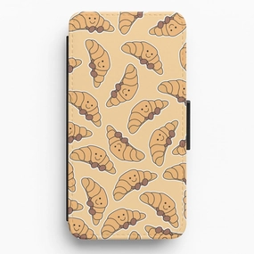 Cushioned Edge Gloss Layer Finish Croissant - Plushy Flip / Wallet Phone Case