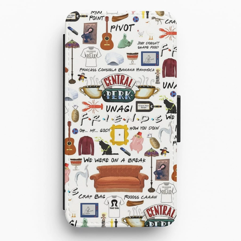 Gloss Finish Design Friends Collage Flip / Wallet Phone Case
