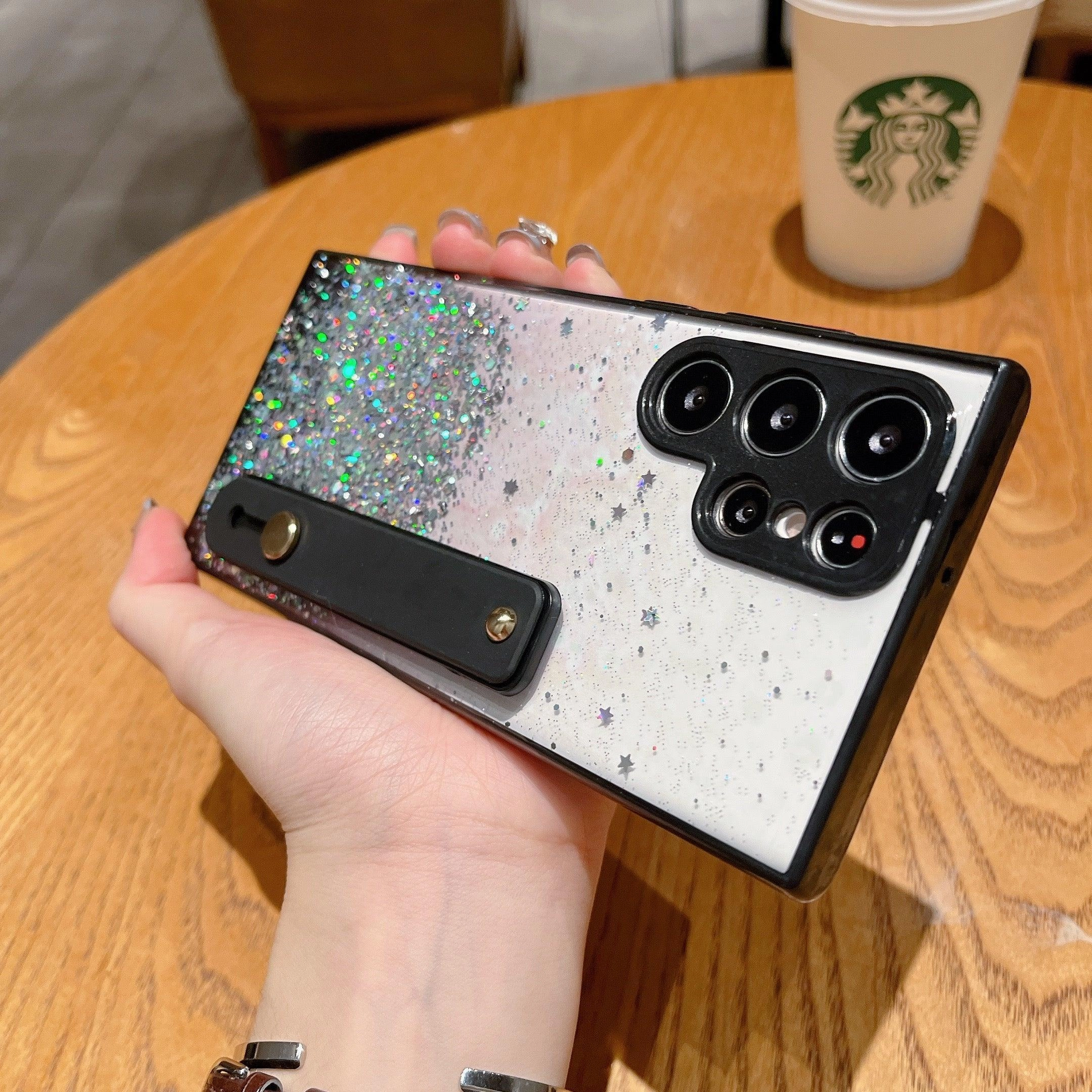 Strong material Shockproof Frame Glitter Black