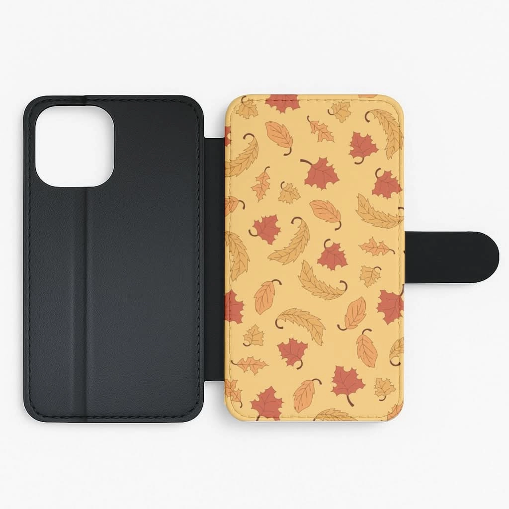 Leaves Assortment Pattern Flip / Wallet Phone Case Modern Edge Layer Textured Detail