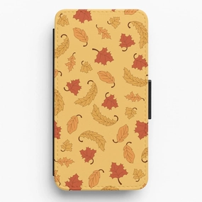 Tight Fit Leaves Assortment Pattern Flip / Wallet Phone Case