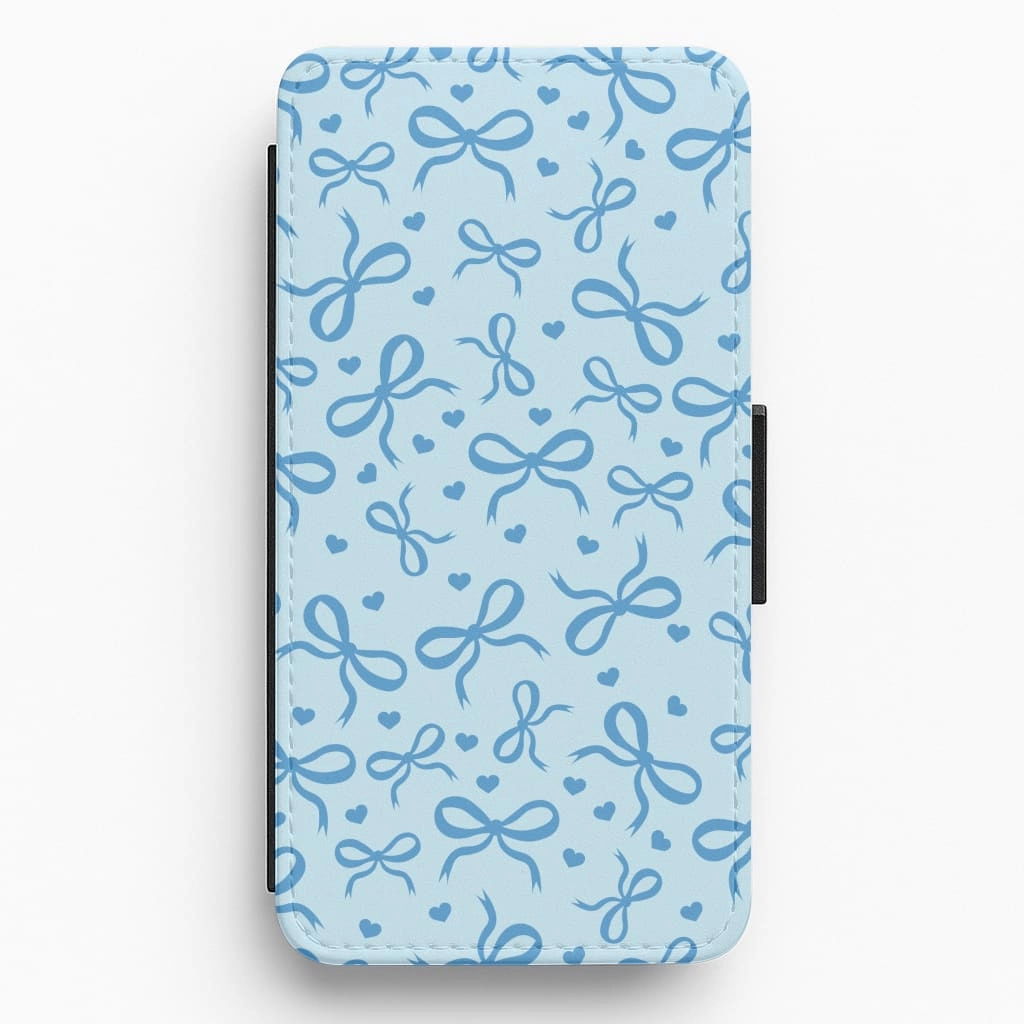Hybrid Frame Coquette Bows And Hearts Navy Blue Flip / Wallet Phone Case