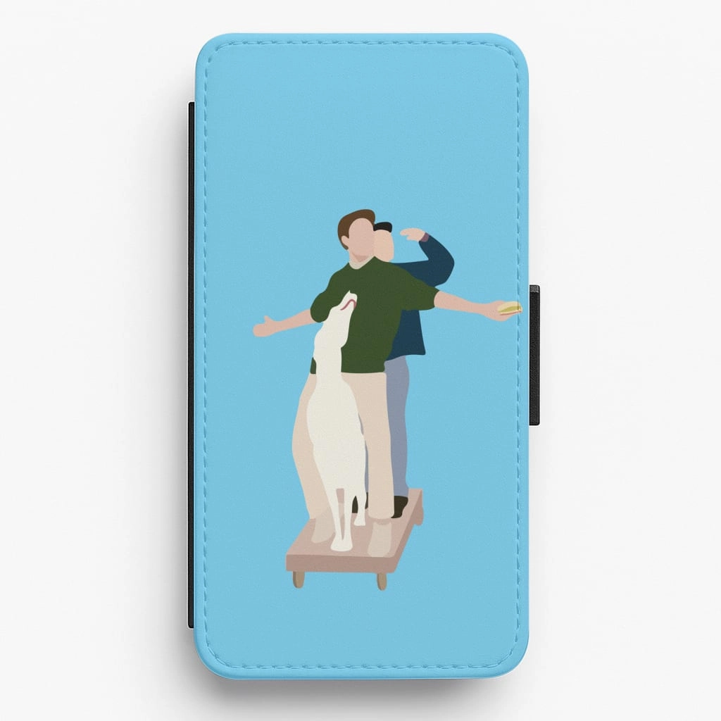 Matte Look Design Two Men And A Dog Flip / Wallet Phone Case
