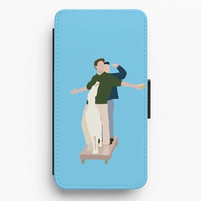Matte Look Design Two Men And A Dog Flip / Wallet Phone Case