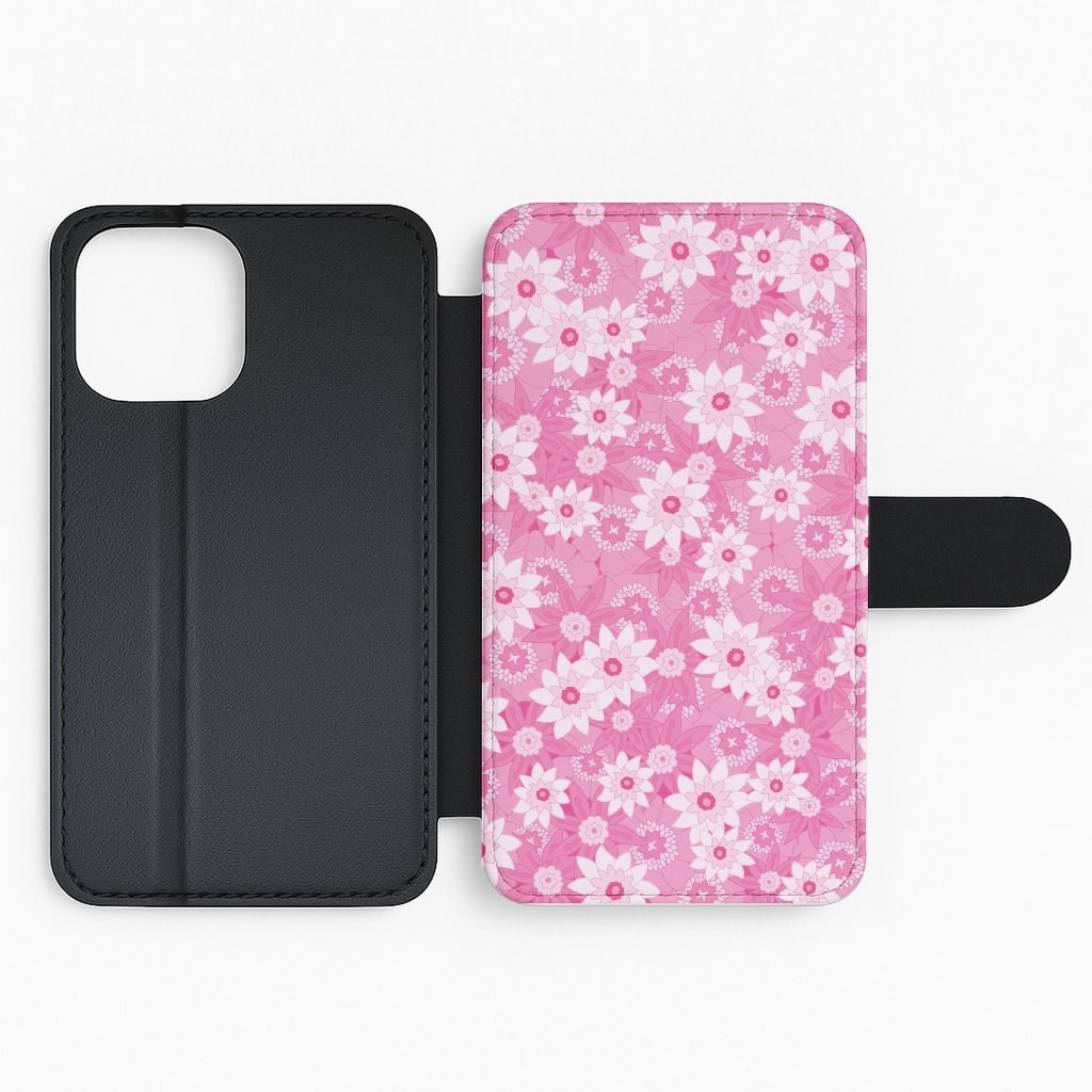 Luxury Grip Pink Flowers - Floral Patterns Flip / Wallet Phone Case