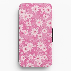 Comfort Texture Layer Hybrid Texture Design Pink Flowers - Floral Patterns Flip / Wallet Phone Case
