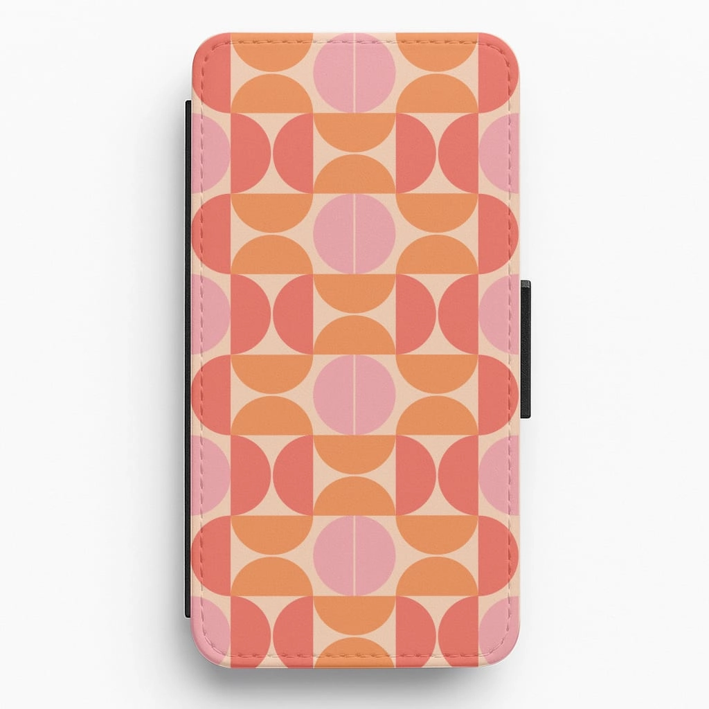 Minimal Comfort Desk Companion Retro Semi Circles Pattern Flip / Wallet Phone Case