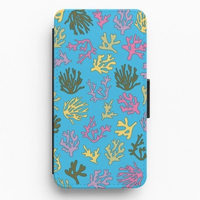 Coral Pattern - Sealife Flip / Wallet Phone Case Shock Frame Flexible Texture