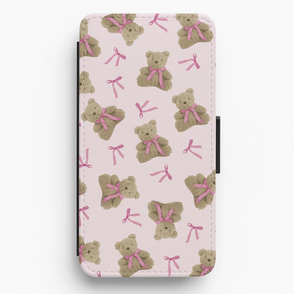 Stylish Detailing Minimal Comfort Coquette Teddy Bears And Bows Pattern Flip / Wallet Phone Case