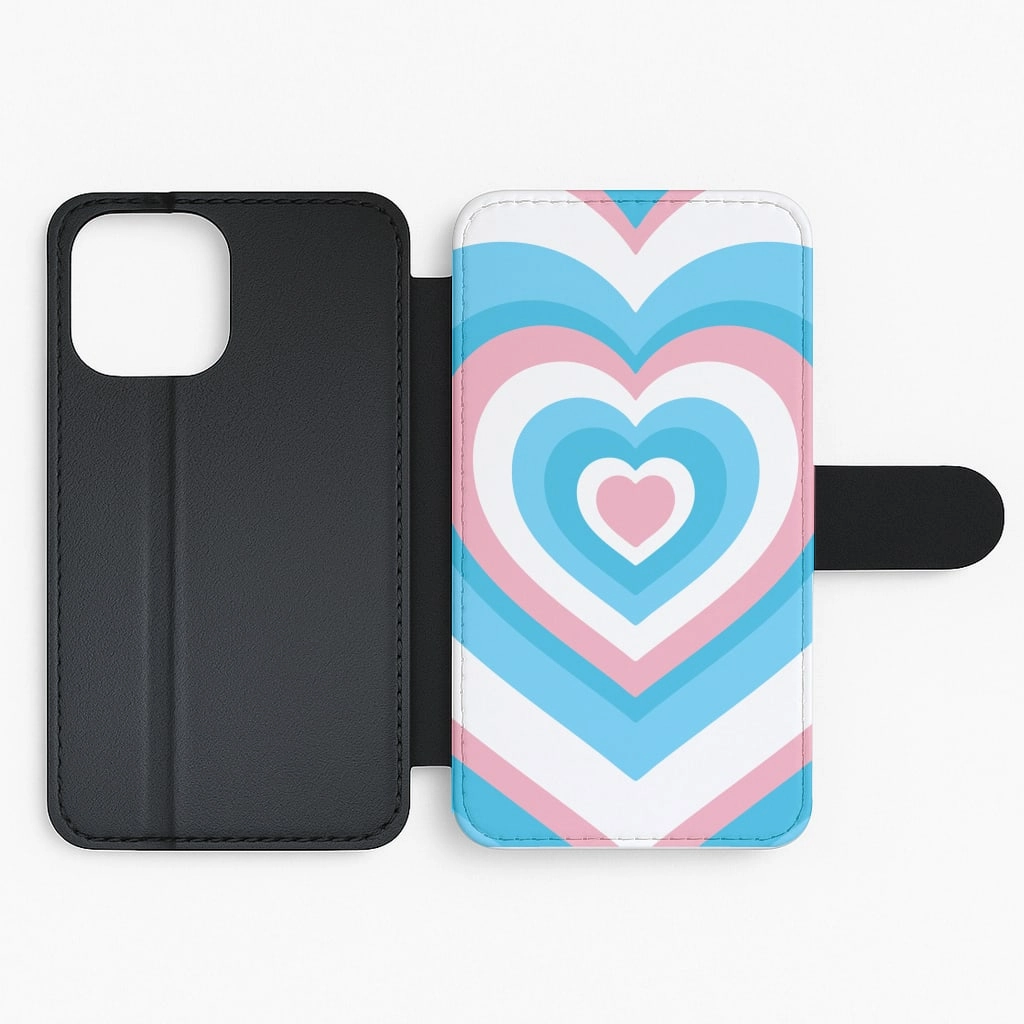 Trans Pride Heart Flip / Wallet Phone Case Sporty Appeal Magnetic Mount Compatible