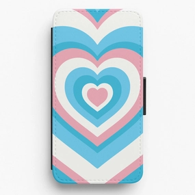 Wear resistant Trans Pride Heart Flip / Wallet Phone Case