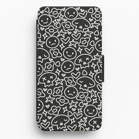 Non Slip daily protection Black Skulls - Skate Aesthetic  Flip / Wallet Phone Case