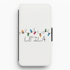 Polished Style Fairy Lights - Personalised Stranger Flip / Wallet Phone Case