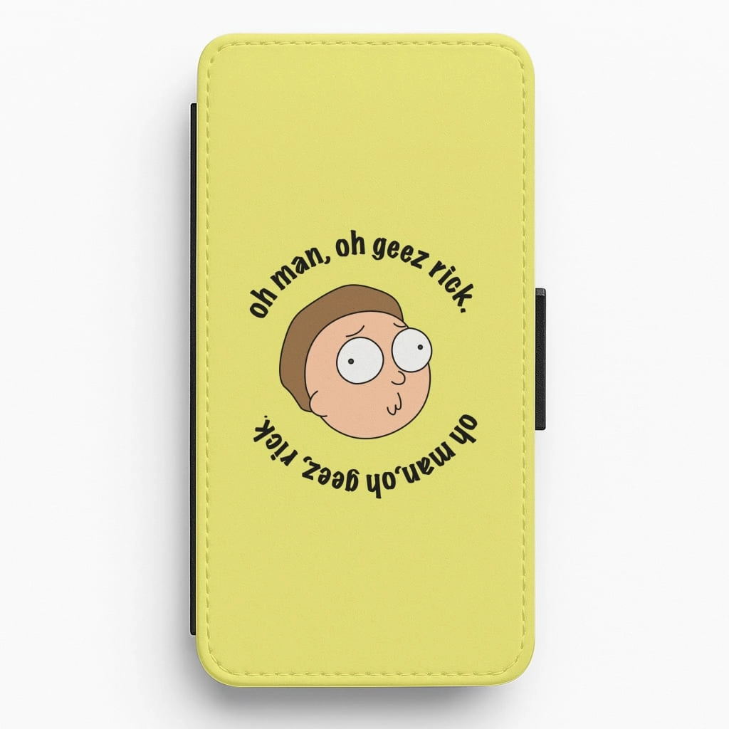 Impact shield Luxury Finish Texture Oh man, oh geez Rick - RAM Flip / Wallet Phone Case