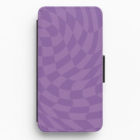 Purple Trippy Checkerboard Pattern Flip / Wallet Phone Case Luxury Detail Texture