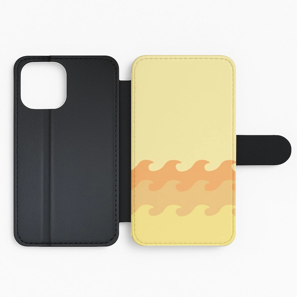 Orange Beach Waves Pattern Flip / Wallet Phone Case Premium Pattern Design Hybrid Texture Layer