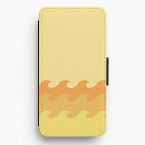 Vivid Finish Protective Build Orange Beach Waves Pattern Flip / Wallet Phone Case