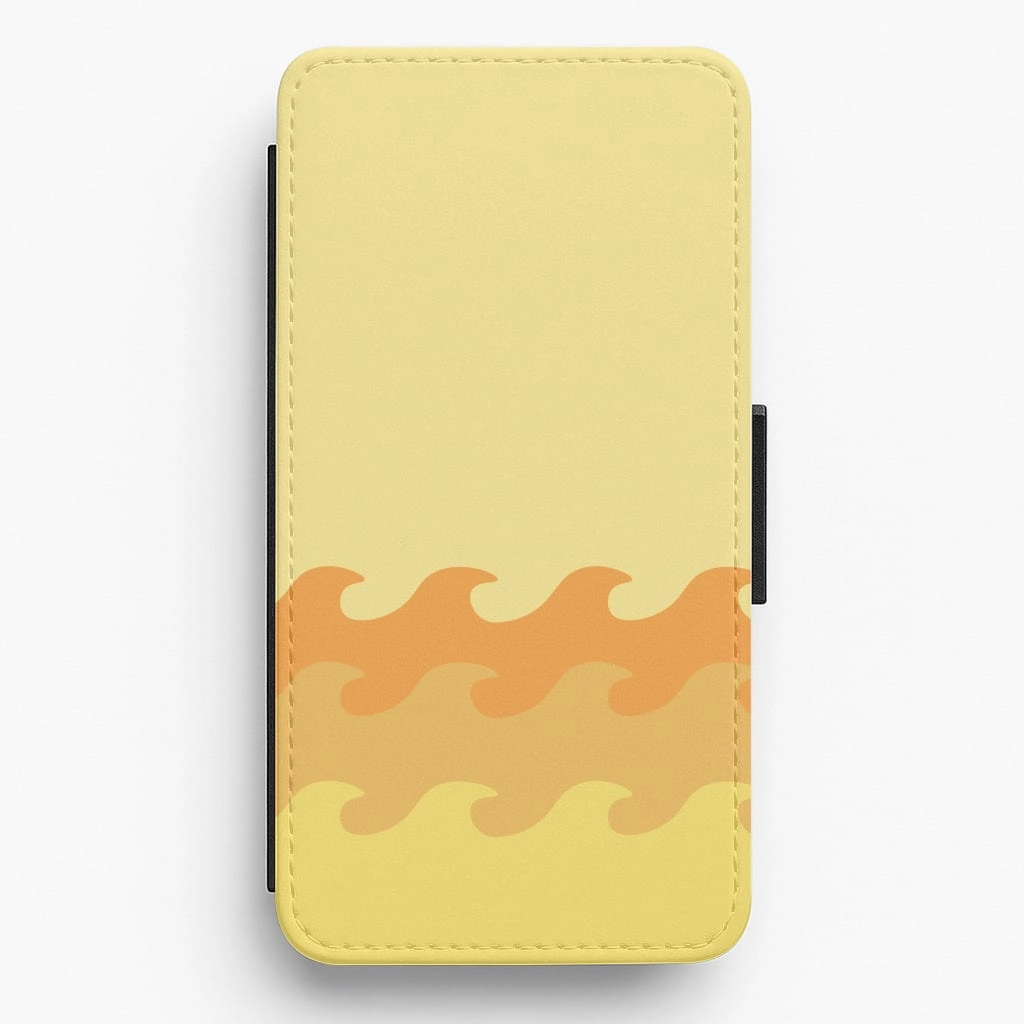 Vivid Finish Protective Build Orange Beach Waves Pattern Flip / Wallet Phone Case