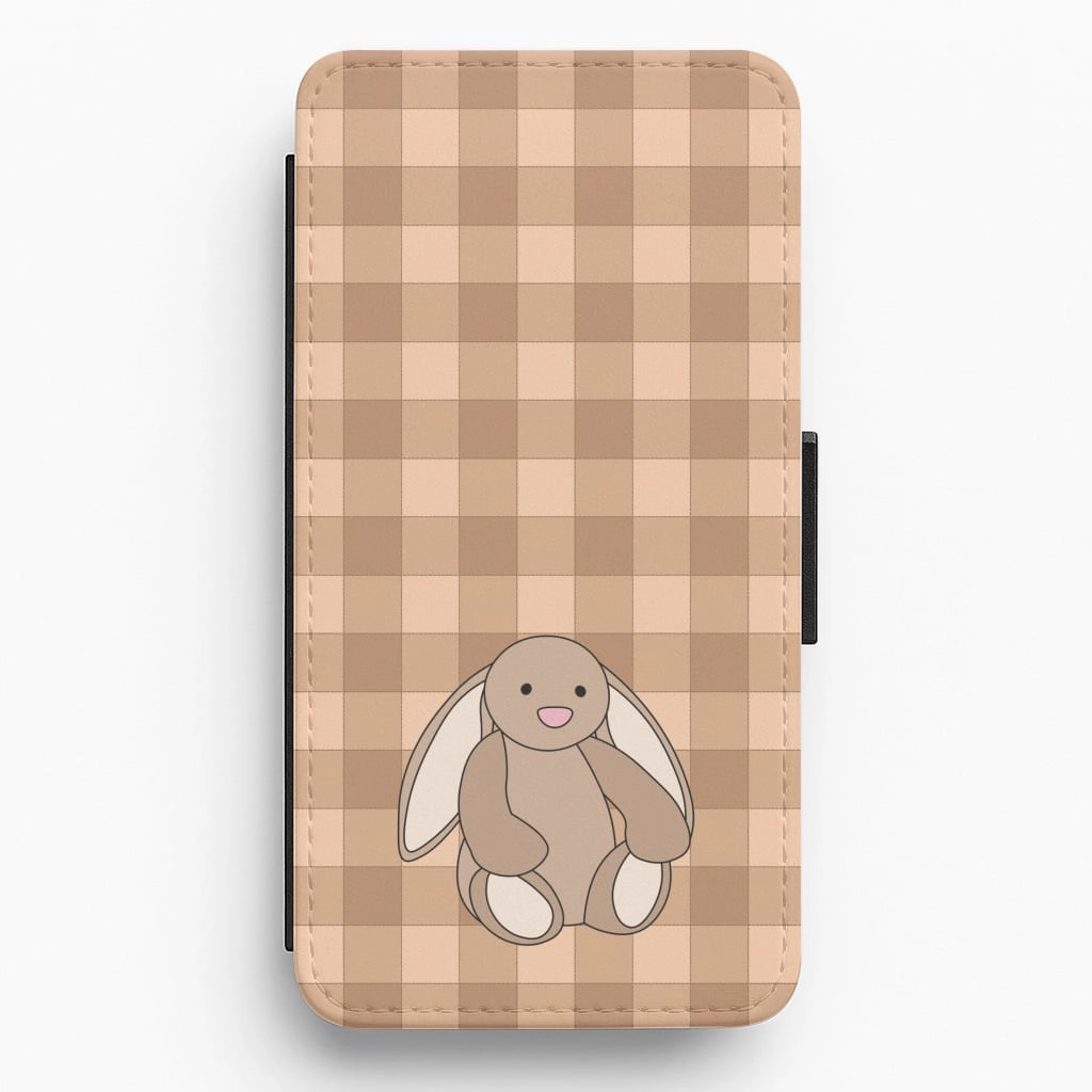 Bunny Checkered Pattern Flip / Wallet Phone Case Shock Cushion