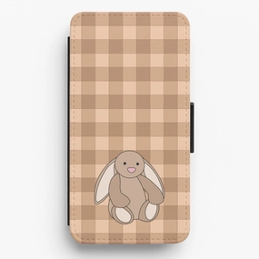 Bunny Checkered Pattern Flip / Wallet Phone Case Shock Cushion