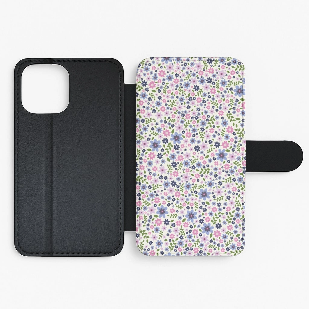 Floral Pattern - Floral Flip / Wallet Phone Case Glossy Texture