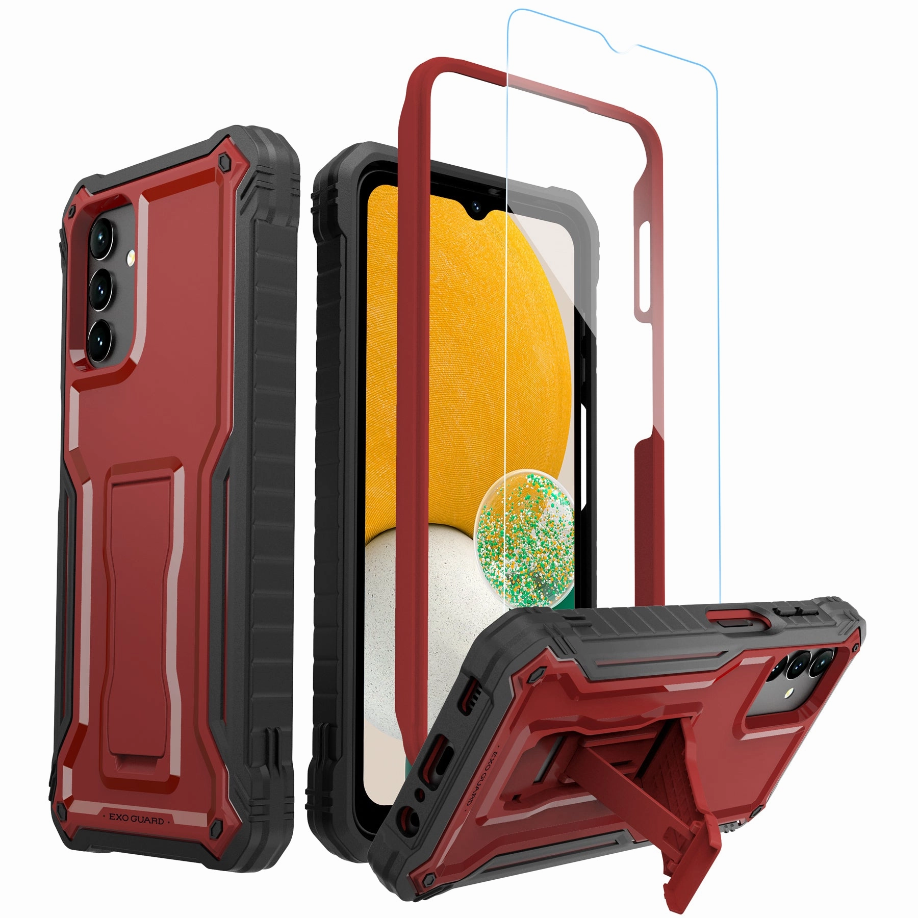 Versatile Design Student Friendly ExoGuard for Samsung Galaxy A13 5G Case, Rubber Shockproof Heavy Duty Case with Screen Protector for Samsung A13 5G Phone, Built-in Kickstand