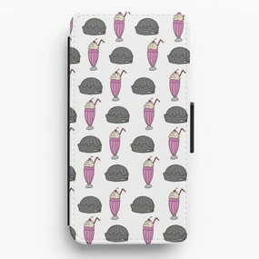 Ergonomic Shape Hybrid Material Jughead Jones Hat and Ice Cream Pattern Flip Wallet Phone Case