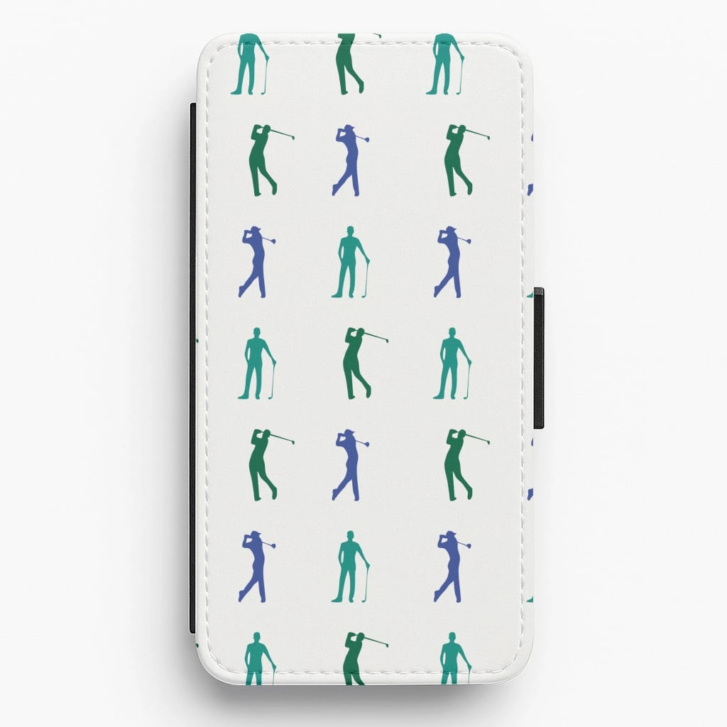 Golfer Silhouettes Pattern Flip / Wallet Phone Case Matte Detail