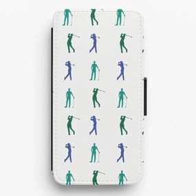 Golfer Silhouettes Pattern Flip / Wallet Phone Case Matte Detail