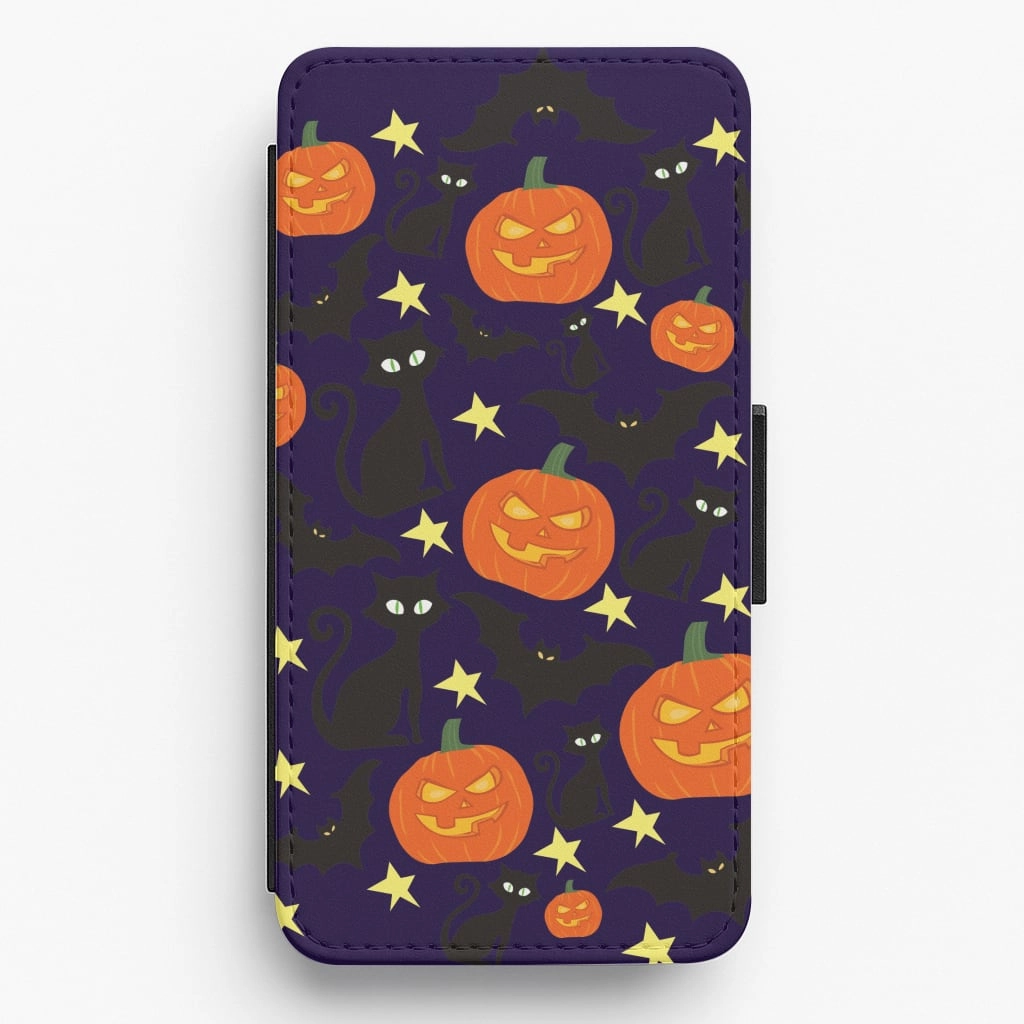 Durable Shell Urban Accessory Pumpkin And Cats - Halloween Flip / Wallet Phone Case